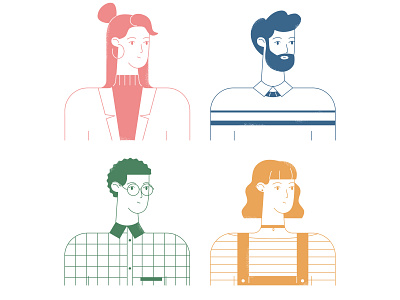 Team avatars avatars characters colleagues flat illustration illustrator line our team portraite startup texture vector web