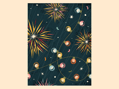 Fireworks and garland concept design fireworks and garland greeting cards illustration illustrator new year texture vector