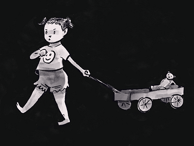 Stroller art hand drawn illustration ink