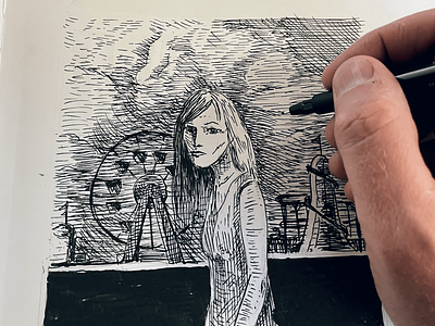 Pen & ink sketch hand drawn illustration ink