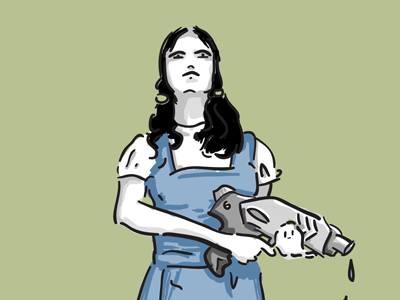 Dorothy with a super soaker hand drawn illustration vector