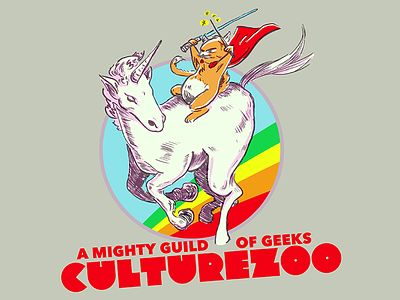 Podcast Logo cat epic illustration unicorn