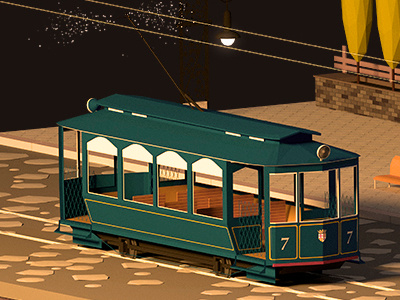 Tramvia Blau 3d barcelona blender design geometric graphics illustration isometric lowpoly render tram