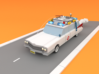 ECTO-1 3d c4d car chevy design ghostbusters graphics illustration lowpoly vray