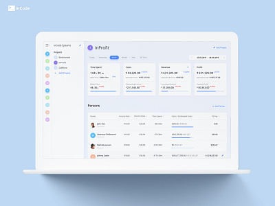 Project management tool for automatic profit calculation dashboard layout development finance app financials calculation fintech fintech layout profit calculation project management ui design ux design uxui