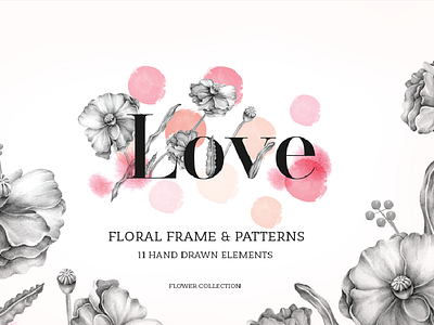 The Love Pack - Floral Frames & Patterns discount download floral font fonts illustration illustrations sale type face type faces typeface typefaces