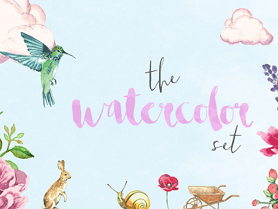 Free Watercolor Illustration Set free freebie gift illustration thehungryjpeg watercolor