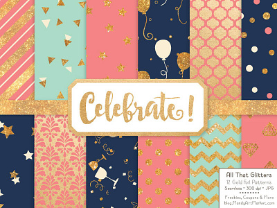 FREE - 12 x Pattern Papers download free glitter gold paper patterns sparkle