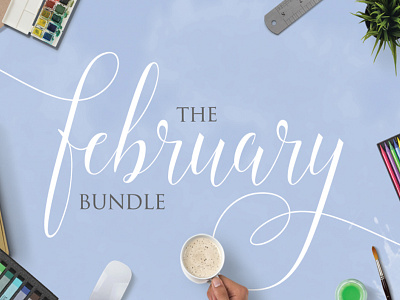 Say hello to the brand-new February bundle! design bundle font bundle fonts graphic design patterns watercolor