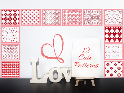 12 Cute Patterns for Valentine's Day + Big Bonus love love patterns seamless patterns valentines patterns watercolor watercolor hearts watercolor patterns