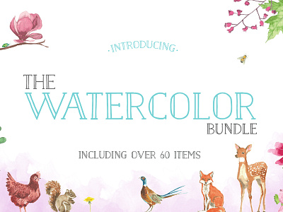 The Watercolor Bundle with Over 60 Items – Only $1 vector watercolor watercolor watercolor backgrounds watercolor bundle watercolour watercolour illustrations