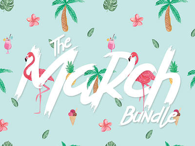 TheHungryJPEG’s March Bundle design bundle floral flowers font font bundle graphic design illustrations script typeface