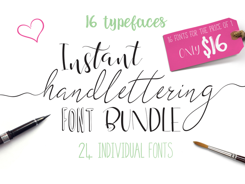 Instant Hand Lettering Font Bundle by TheHungryJPEG.com on Dribbble