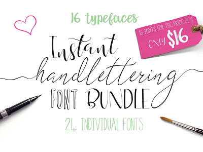 Instant Hand Lettering Font Bundle