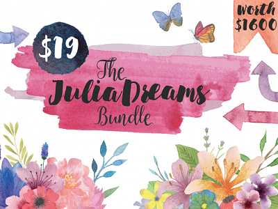 The Julia Dreams Bundle design bundle illustrations textures watercolor watercolor bundle watercolour