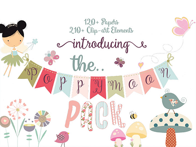 The Poppymoon Pack clipart design digital paper fairies graphic design kids design