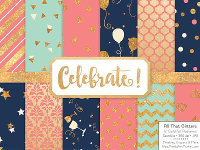 Get 12 FREE Celebration Papers celebration paper glitter paper paper seamless patterns