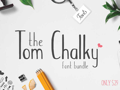 The Tom Chalky Bundle with 28 Fonts & More! design bundle font font bundle font face font family typeface watercolor