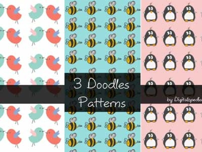 3 Cute Doodle Seamless Patterns for FREE animal patterns cute patterns doodle patterns pattern png pattern seamless patterns
