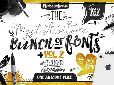 The Big bunch of Fonts Bundle font font bundle font face script typeface