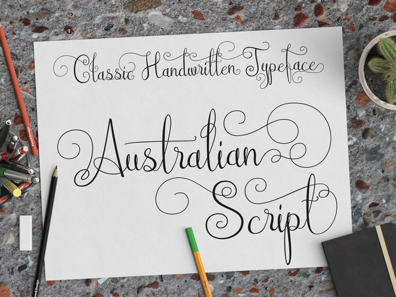 The FREE Australian Script with 811 Characters by TheHungryJPEG.com on ...