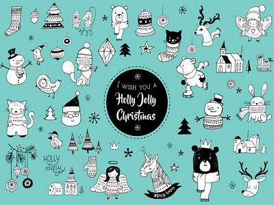 50 FREE Christmas Doodles christmas illustrations christmas vector doodles christmas vectors