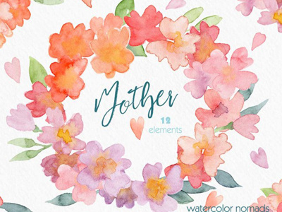 Free Watercolor Flowers Set