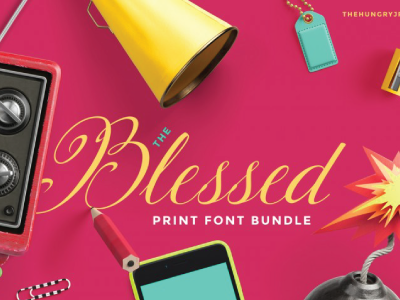 The Blessed Print Font Bundle font font bundle pua font script script bundle typeface
