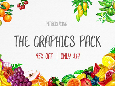 The Graphics Pack graphics bundle graphics pack watercolor bundle watercolor elements watercolor fruits watercolor vegetables