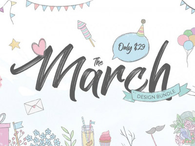 The March Design Bundle design bundle font font bundle graphic design script bundle watercolor bundle