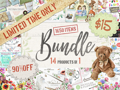 14 in 1 Bundle with 1650 Items bundle design bundle graphic design watercolor