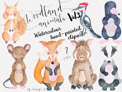 FREE Woodland Animals Set watercolor watercolor animals