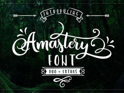 The Amastery Font Duo + Extras font script typeface