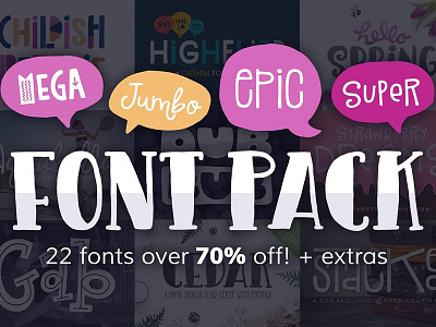 The Mega Font Pack with 22 Fonts font font bundle script fonts typeface