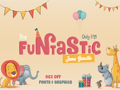 The Funtastic June Bundle design bundle font font bundle graphic design script bundle watercolor bundle