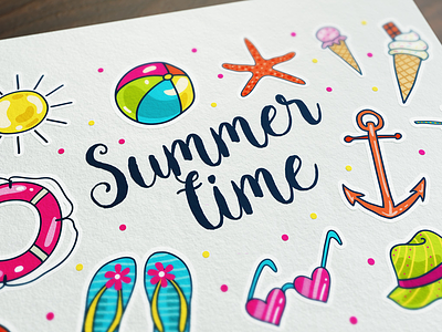 FREE Summertime Doodle Icons icons stickers summer icons