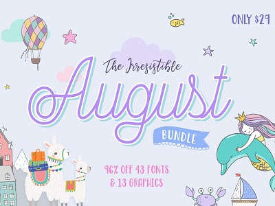 The Irresistible August Bundle design bundle font font bundle graphic design script bundle watercolor bundle