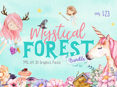The Mystical Forest Bundle design bundle graphic design graphics watercolor