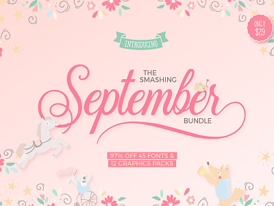 The Smashing September Bundle design bundle font font bundle graphic design script bundle watercolor bundle