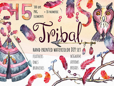 FREE Watercolor Tribal Set