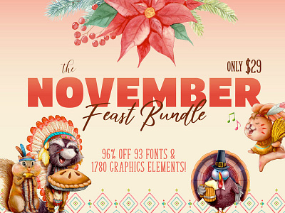 The November Feast Bundle bundle christmas bundle fonts fonts bundle graphic design bundle