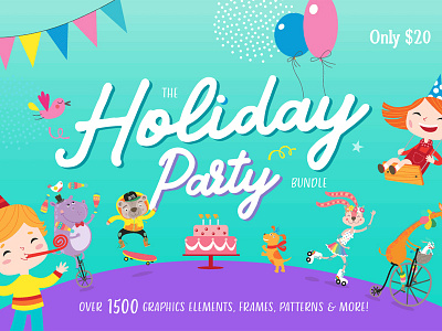 The Holiday Party Bundle bundle graphic design bundle party bundle watercolor bundle