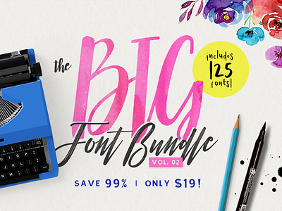 The Big Font Bundle Vol. 2 (99% OFF) font font bundle script script bundle script font typeface