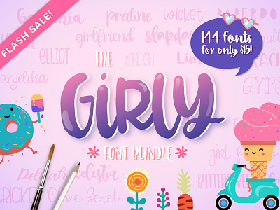 The Girly Font Bundle: 114 Fonts for ONLY $15! font font bundle fonts script typeface