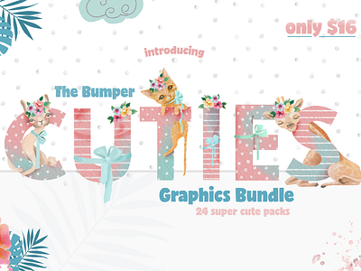 The Bumper Cuties Bundle: 2,100+ Graphics for Only $16 design design bundle graphic design watercolour bundle