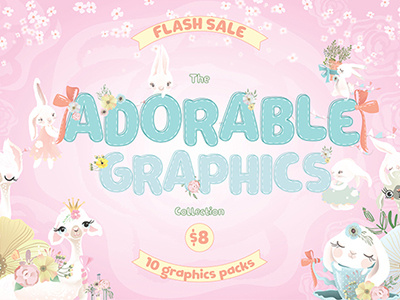 The Adorable Graphic Bundle adorable bunny design graphic graphic design llama lovely mermaids unicorns