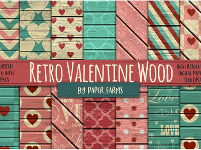 FREE Retro Valentine Wood by PaperFarms free free graphics freebie freebies hearts love patterns retro valentine day wood