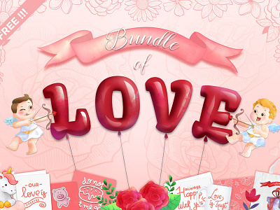 FREE Bundle of Love design design bundle free font free graphics free script free typeface graphics illustration