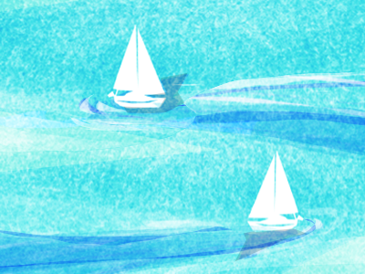 Ships in the day sail ships water watercolor