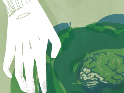 Garden brain cabbage gloves hands illustration texture